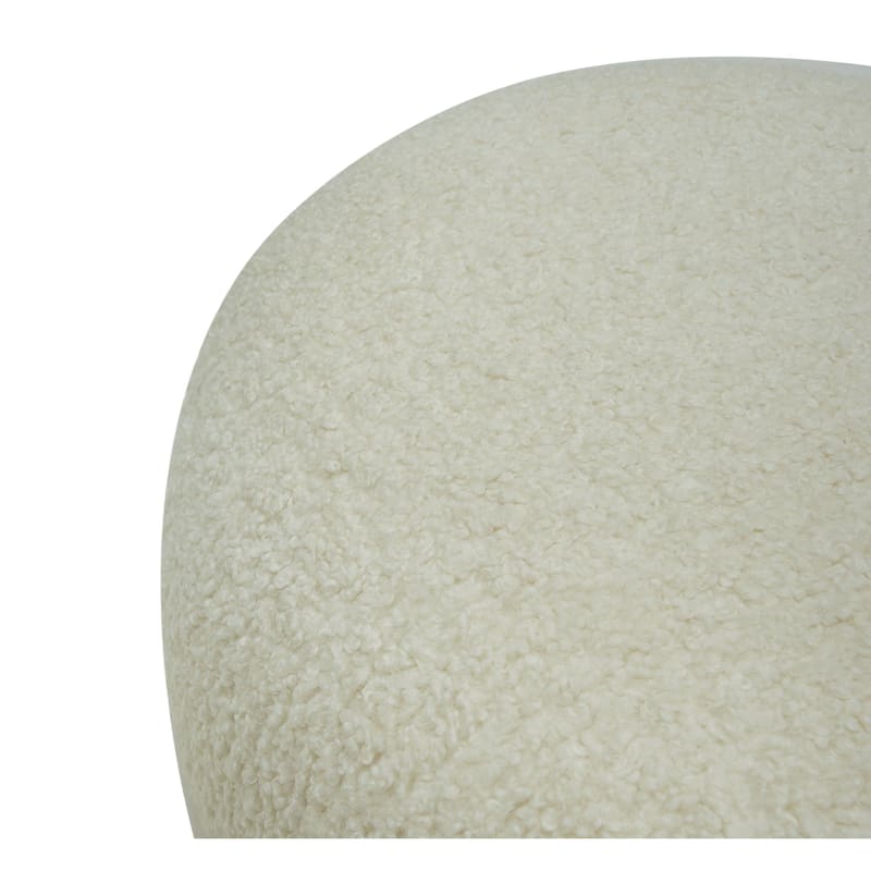 Divani Casa Kael Contemporary White Sherpa Ottoman