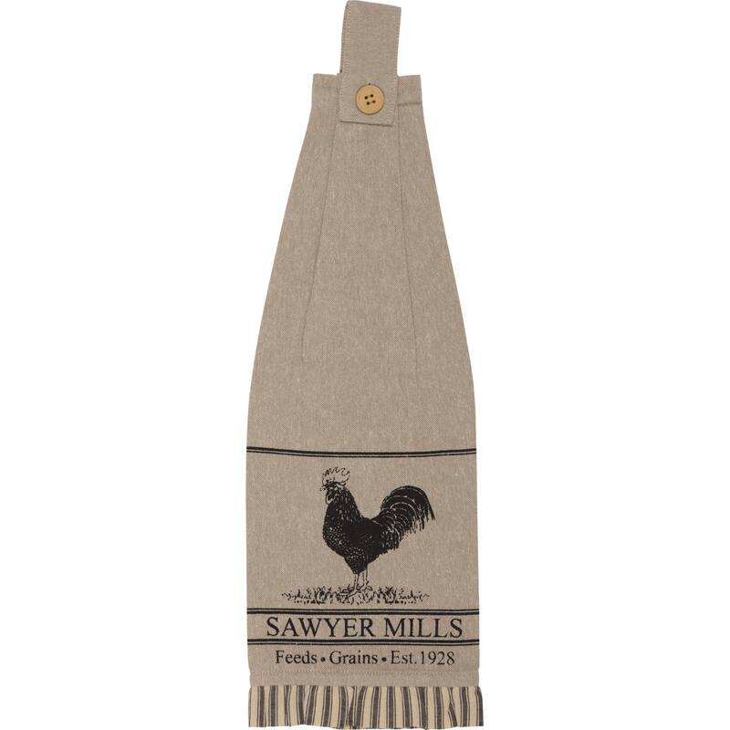 Sawyer Mill Charcoal Poultry Button Loop Kitchen Towel Set of 2 - Kitchen Towel 6.5x18