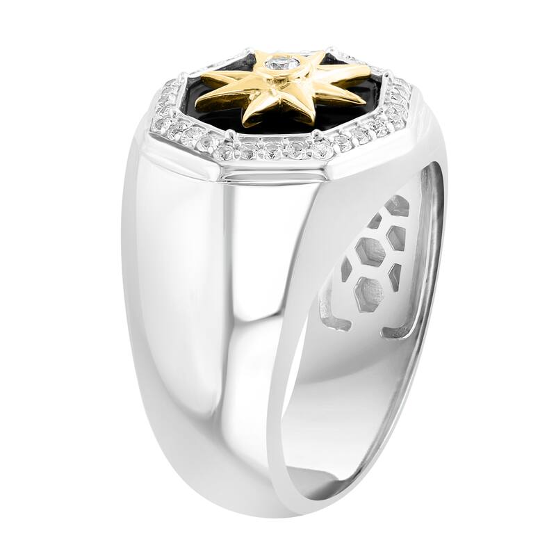 EFFY Men's 925 Sterling Silver White Sapphire and Onyx Ring - Black