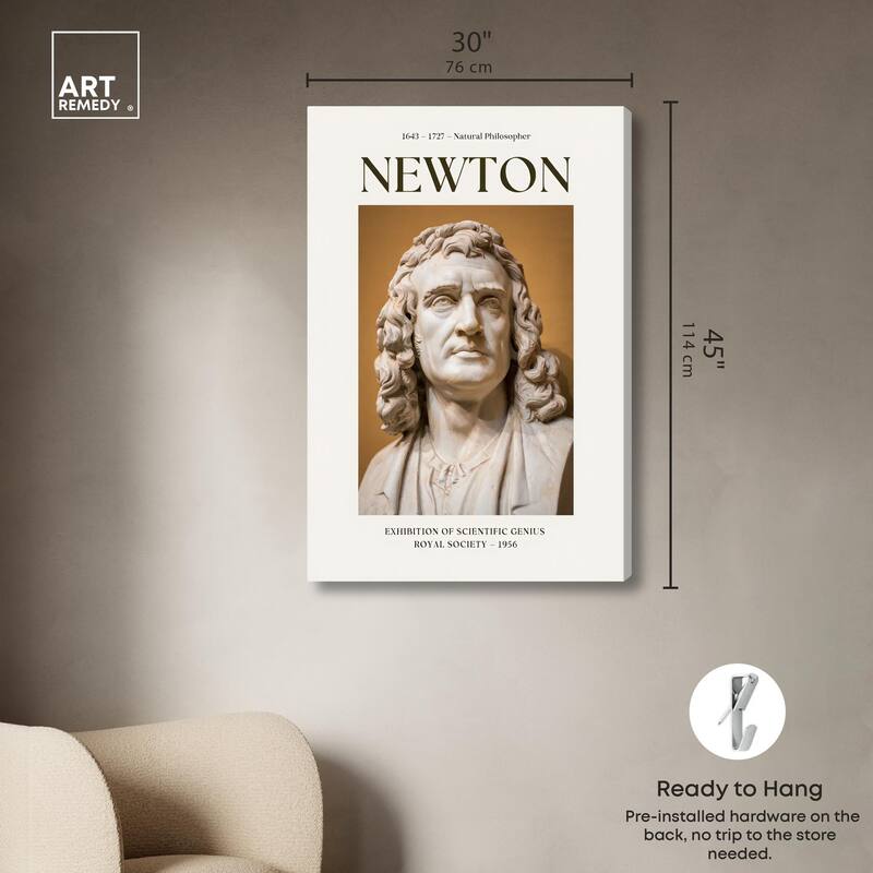 Newton's Likeness in Marble Canvas by Art Remedy, Gallery Wrapped