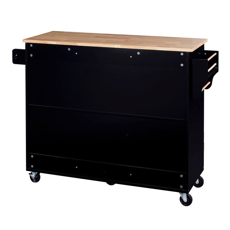 Kitchen Island with 2 Slide-Out Shelf and Internal Storage Rack