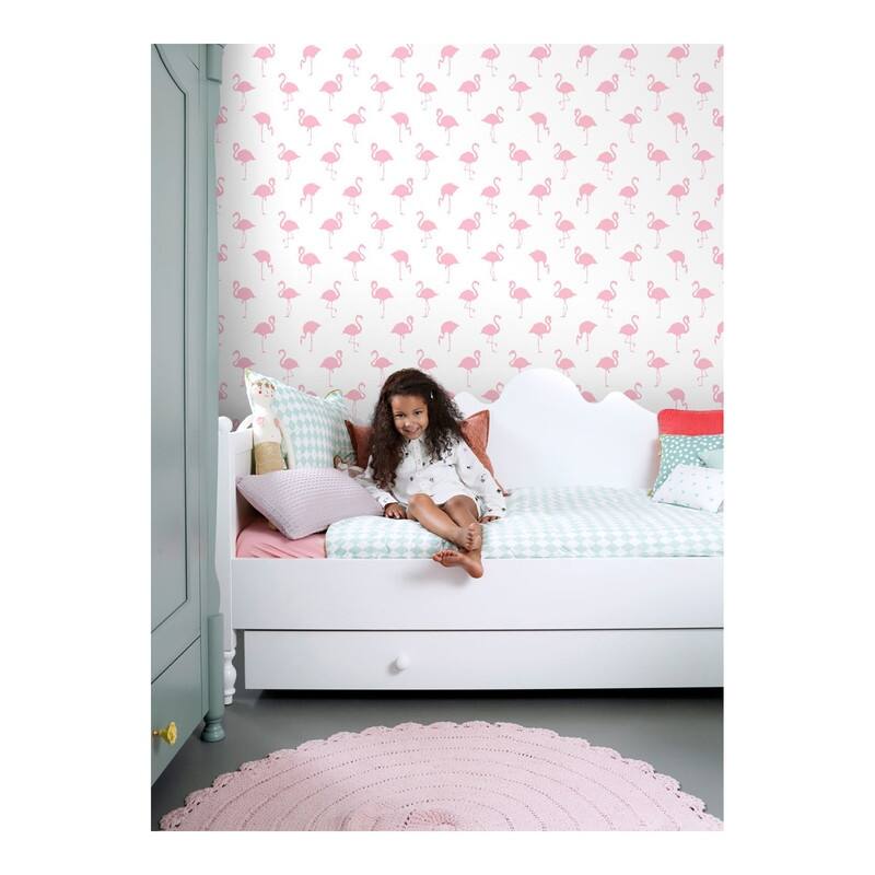 ESTA Home Lovett Pink Flamingo Wallpaper - 20.5 x 396 x 0.025