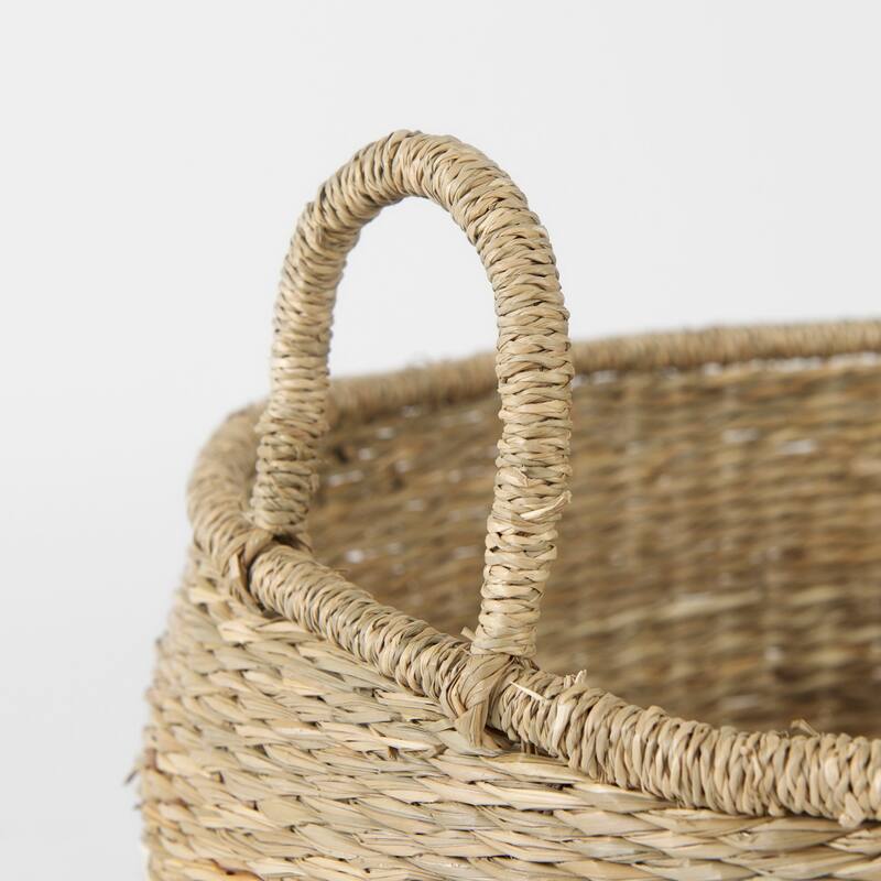 Bradley 18.1L x 18.1W x 16.0H (Set of 2) Light Brown W/Striped Seagrass Basket W/ Handles