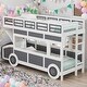 preview thumbnail 2 of 16, Bus-shaped Twin over Twin Bunk Bed with Wheels and Storage, Space-saving, Sturdy Construction & Safety Guaranteed, Gray+White
