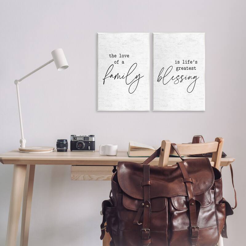 Stupell Love of Family is Life's Greatest Blessing Minimal Quote 2pc Multi Piece Wood Wall Art Set,10 x 15