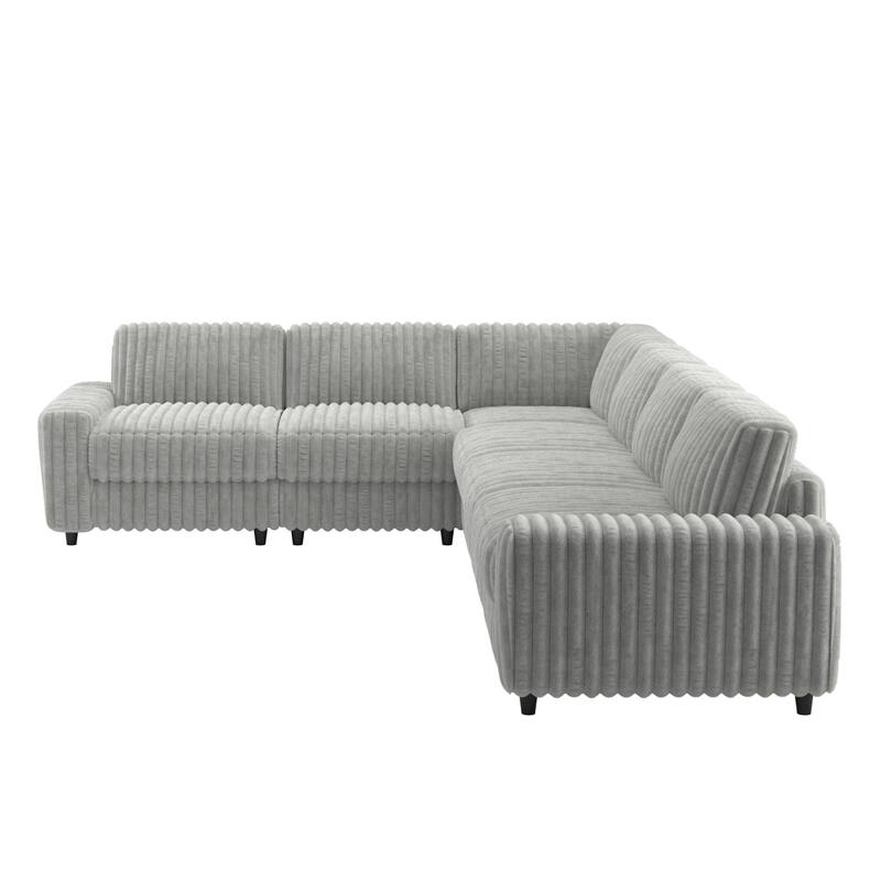 Veyron Furry Channel Fabric Down-filled 5-Seat Modular Sectional Sofa by iNSPIRE Q Modern