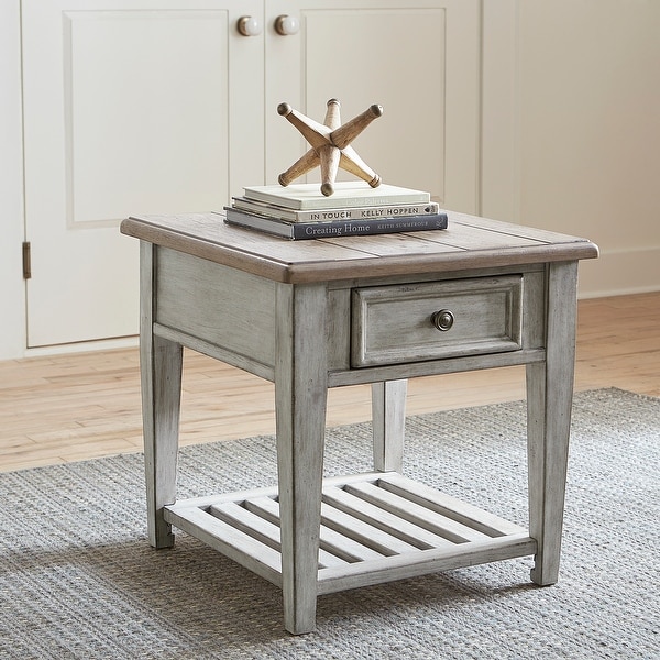 Heartland Antique White 1 drawer End Table On Sale Bed Bath