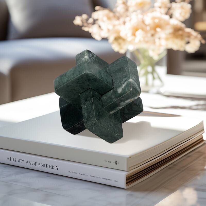 Sagebrook Home Dimora Green Marble Knots, Ideal Home Accent - 6" x 6" x 6"