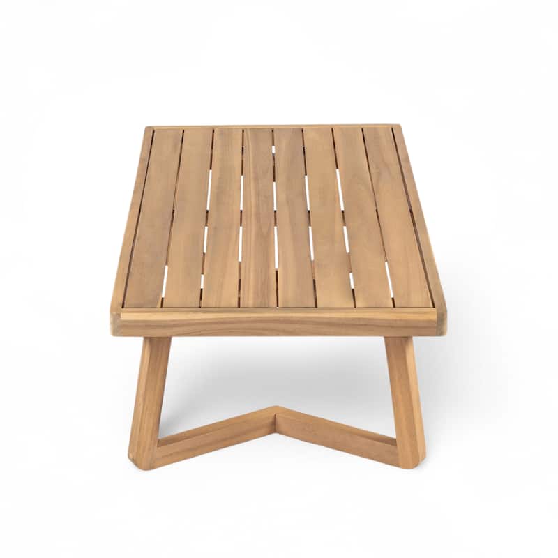 Roomfitters Outdoor Acacia Wood 4-Piece Patio Chat Set with Cushions, Beige