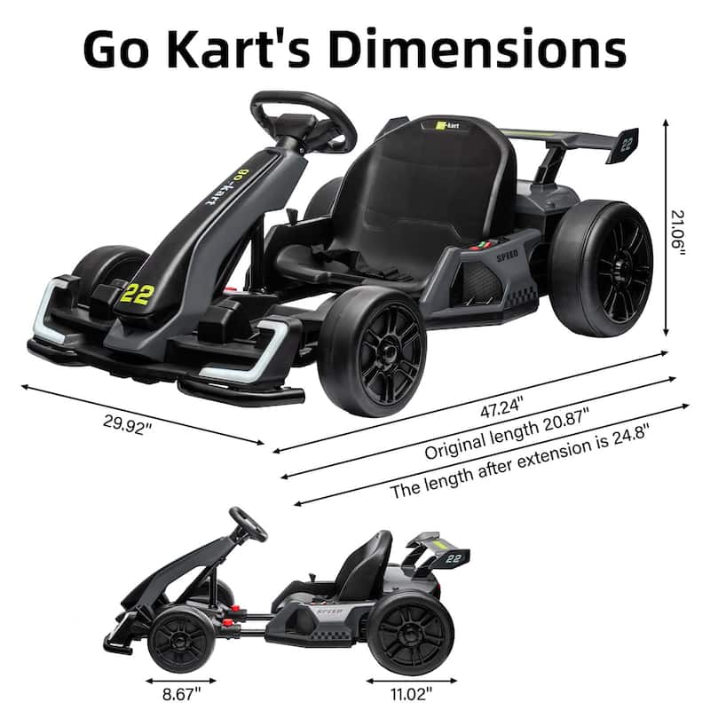 Go Karts for Kids,24V Electric Go Kart with 2 * 150W Powerful Motors