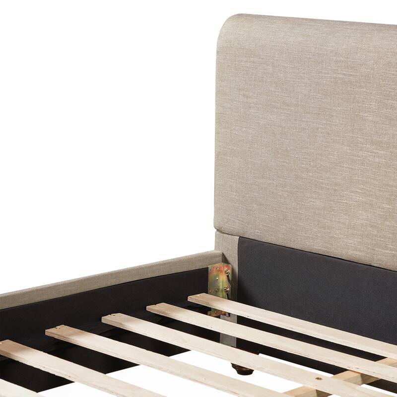 Christopher Knight Home - Modern Linen Upholstered Bed Frame with Solid Wood Legs and a Robust Headboard and Footboard