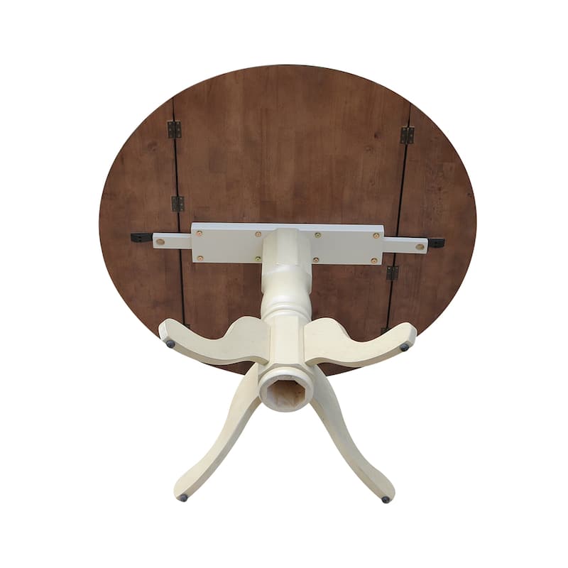 Round Pedestal Base Solid Wood 42-inch Drop-leaf Dining Table