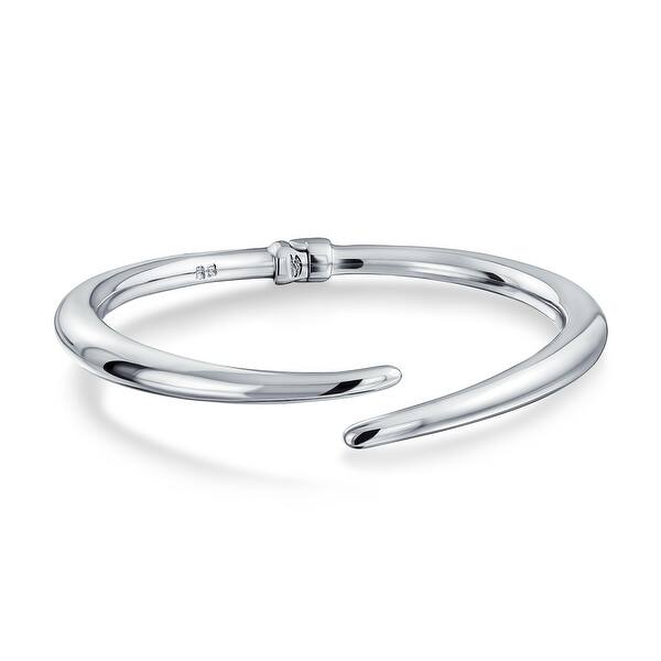 slide 1 of 6, Geometric Stackable Bangle Bracelet Sterling Silver Bypass Hinge