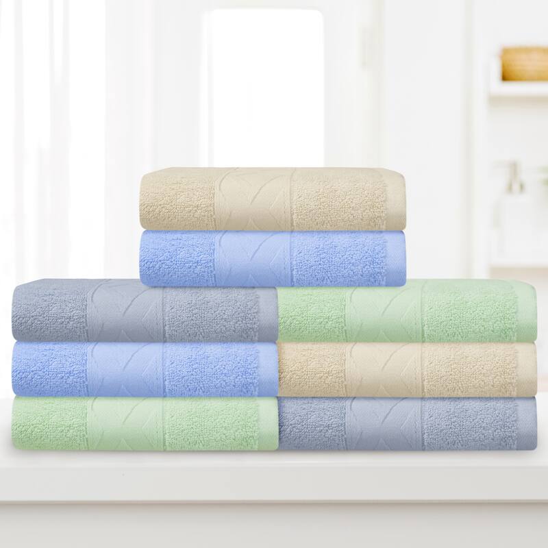 Rhombus Pattern Hand Towel Set of 2, Cotton, Highly Absorbent and Quick Drying Towels for Bathroom, Kitchen, Spa 13" x 30"