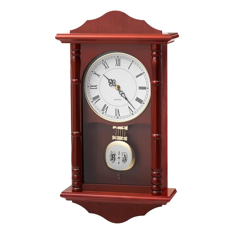 Grandfather Clock Vintage Pendulum Wall Clock 18 in with Quartz Movement - 18.1 x 9.45 x 3.6 in