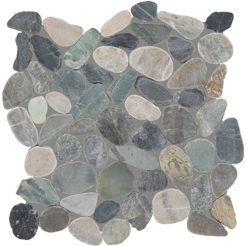 Daltile Pebble Oasis Natural Stone Flat Pebble Mosaic 12" x 12" (11 PC per Carton) (10.78 SQFT per Carton) - Coastal