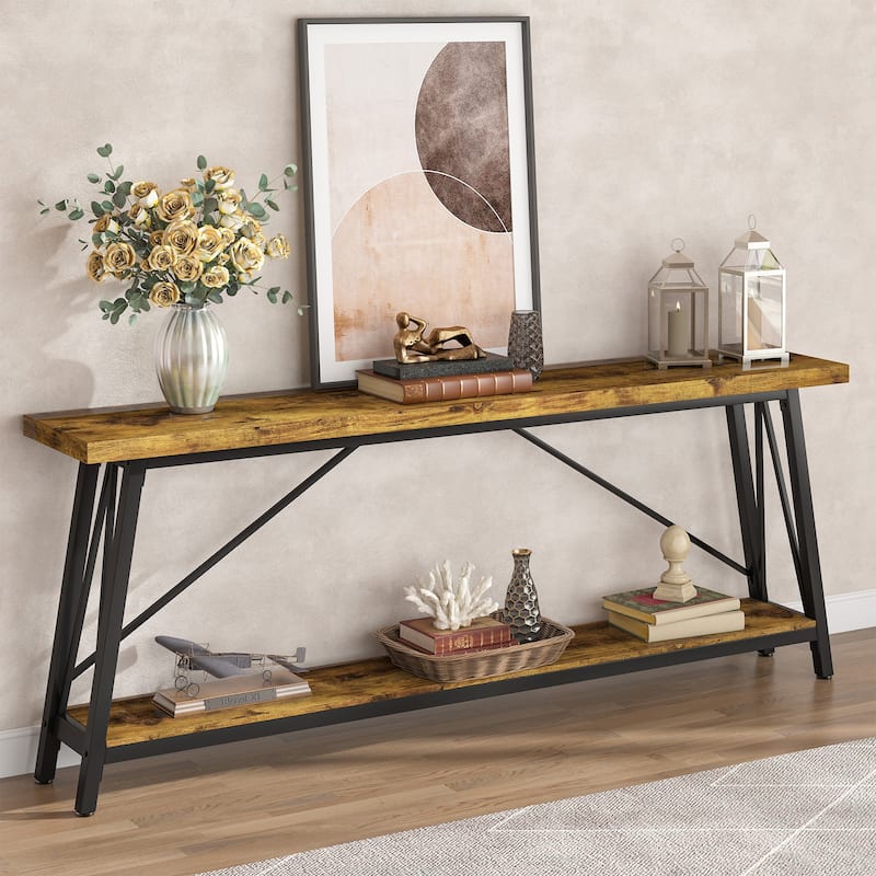 Industrial Wood Console Sofa Table for Entryway Hallway