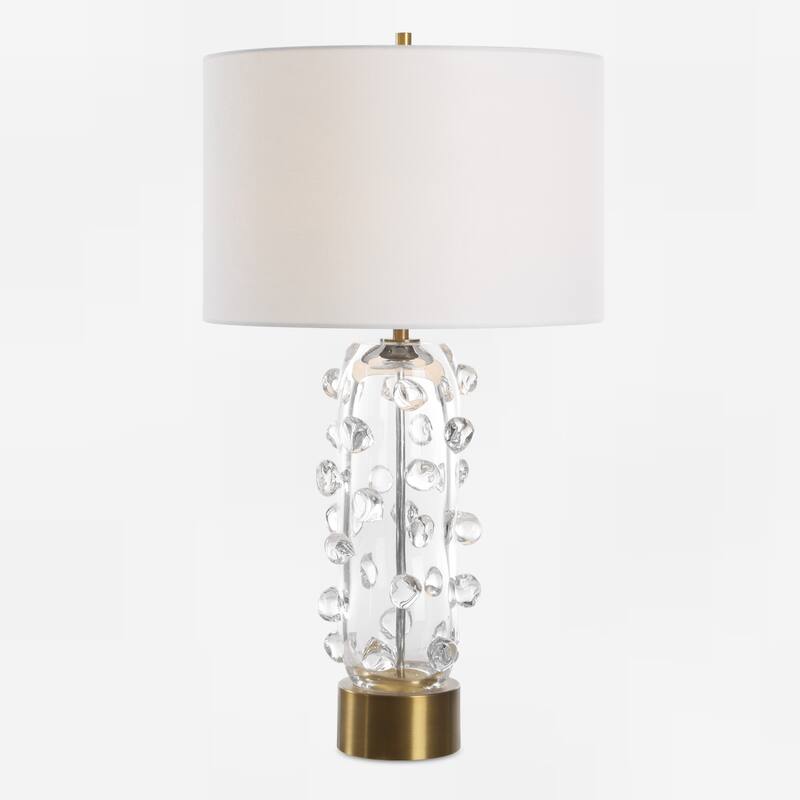 Aura Glass Sphere Table Lamp with White Drum Shade - 27.75" - Clear