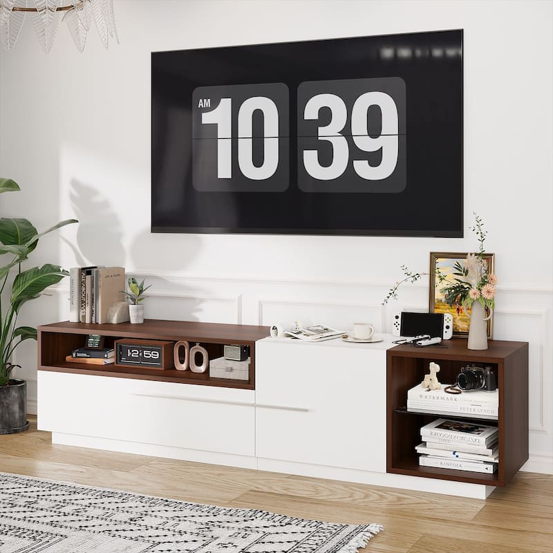 Gymojoy 71" LED TV Stand for 70-80 inch TV, Modern Entertainment Center with Storage Cabinet, Minimalist TV Console. - 71"W.