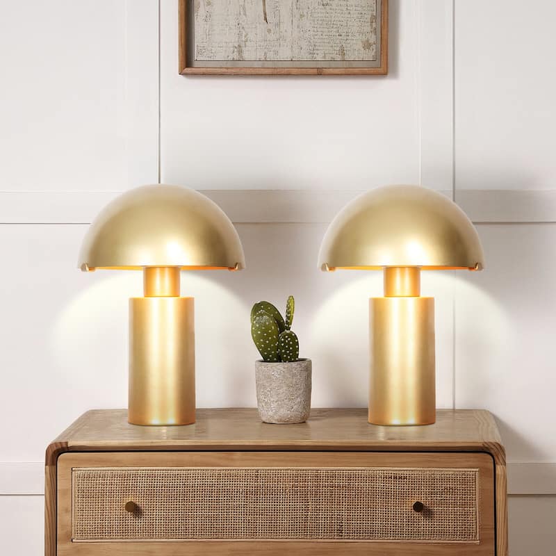 2 Pack Gold Mushroom Bedside Table Lamp Metal Desk Lamp