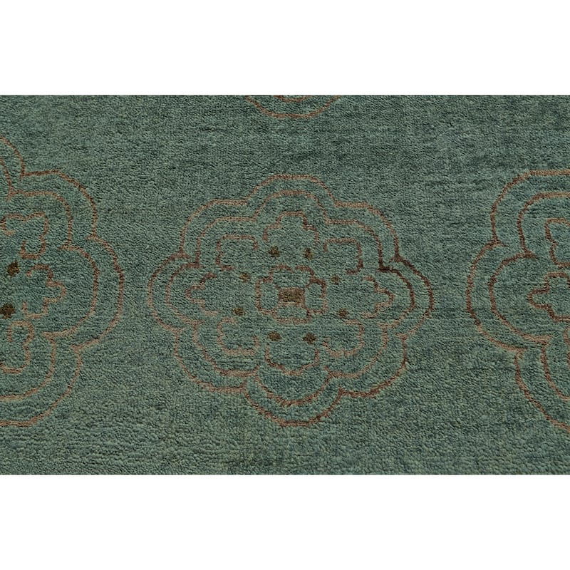 Timeo Hand-Knot Oriental Rug, Teal/Coffee Brown, Area Rug