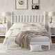 preview thumbnail 3 of 25, Queen Size Wood Platform Bed with Gourd Shaped Headboard, Retro Style Platform Bed with Wooden Slat Support, White