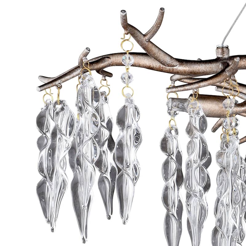 Rainier 24-in W Crystal Silver Waterfall Semi Flush Mount Ceiling Light - 24-in W x 13-in H x 24-in D