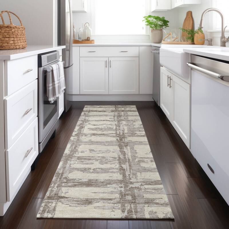 Machine Washable Indoor/ Outdoor Chantille Contemporary Abstract Rug