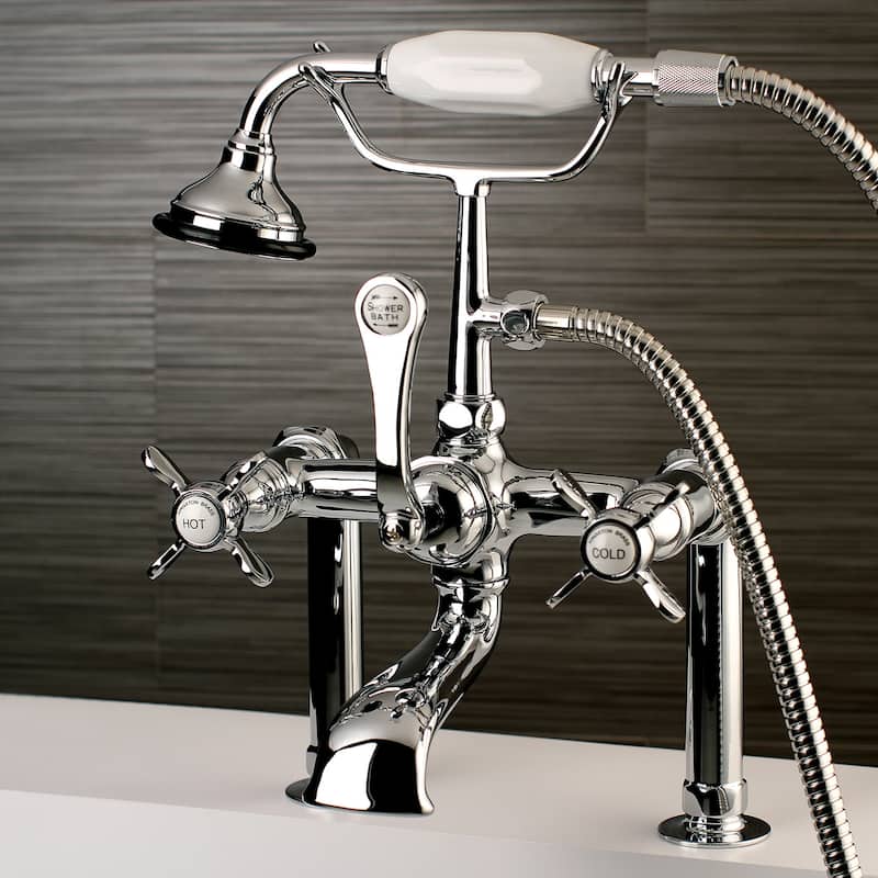 Kingston Brass Essex Deck Mounted Clawfoot Tub Filler Trim with Cross