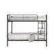 preview thumbnail 10 of 18, Metal-Frame Bunk Bed with Ladder, Featuring a Space-Saving Design Black