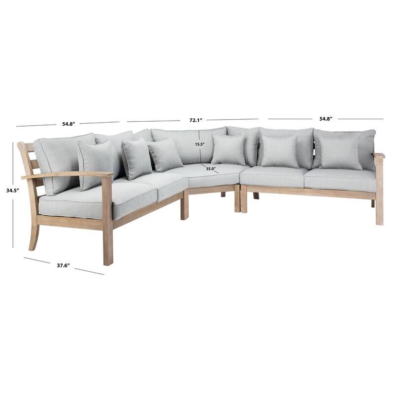 SAFAVIEH Couture Rosabecca Eucalyptus Patio Sectional Sofa - 107"W x 107"D x 35"H