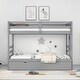 preview thumbnail 10 of 16, Twin over Pull-out Bunk Bed with Twin Trundle, Convertible Design, Full-length Guardrail Gray