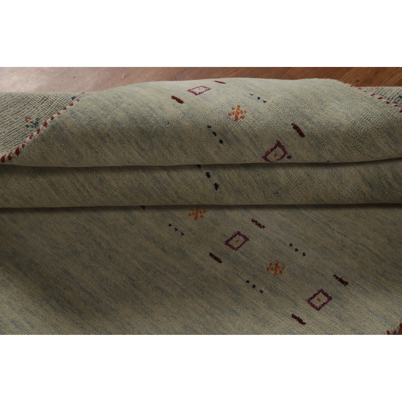 Hand Knotted Oriental 100% Wool Carpet Tribal Animal Pictorial Green Gabbeh Area Rug - 5' 10'' X 3' 11''