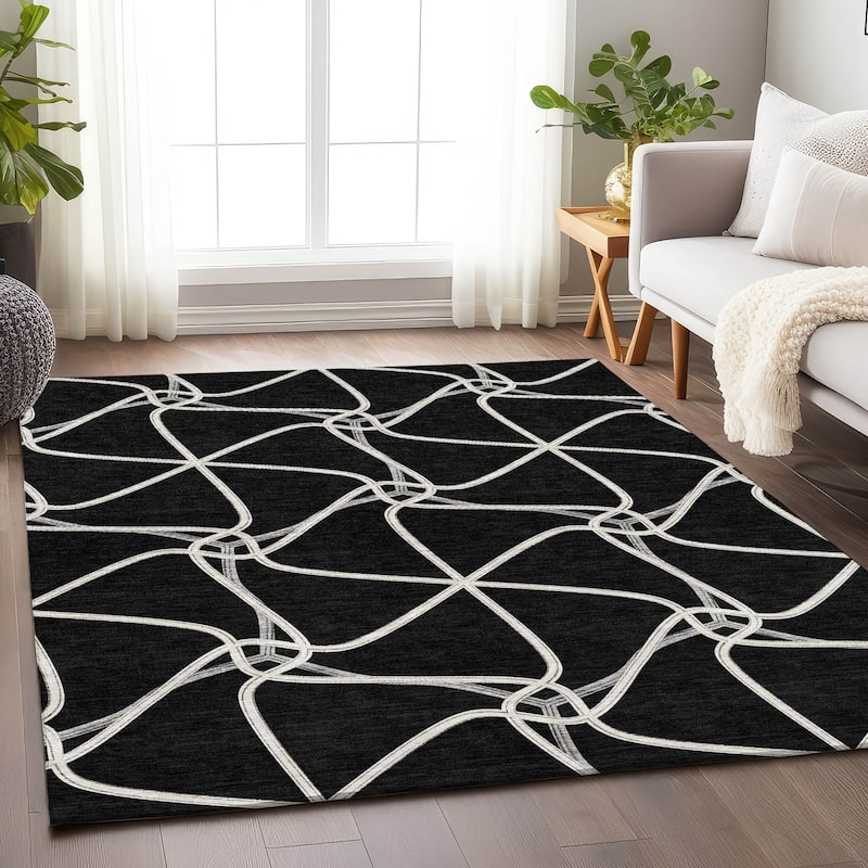 Premium Washable Super Soft Contemporary Geo Mayfield Rug - Black - 9' x 12'