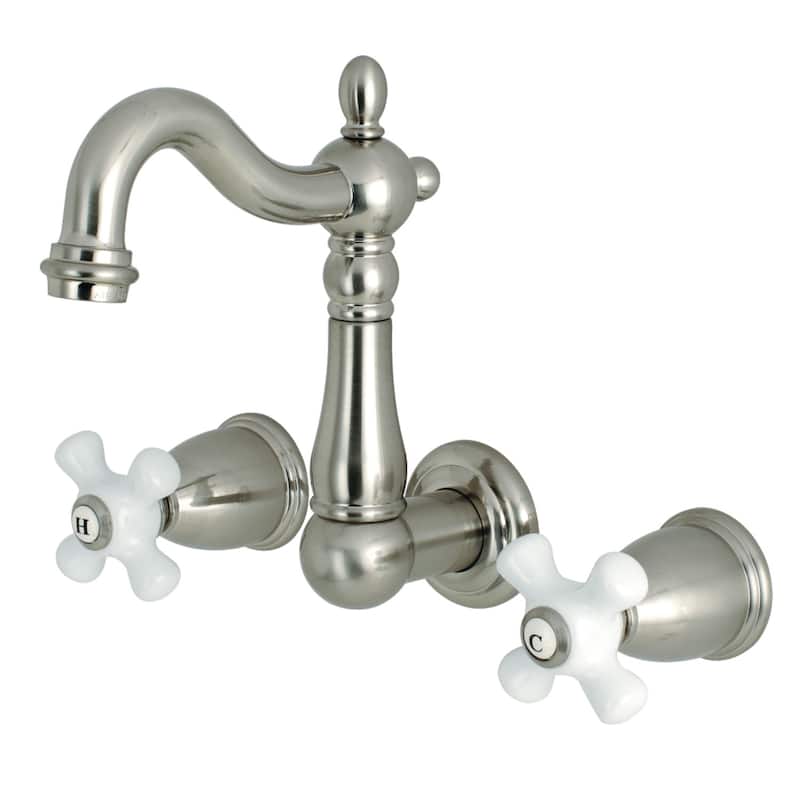 Heritage Two-Handle 3-Hole Wall Mount Bathroom Faucet - Brushed Nickel
