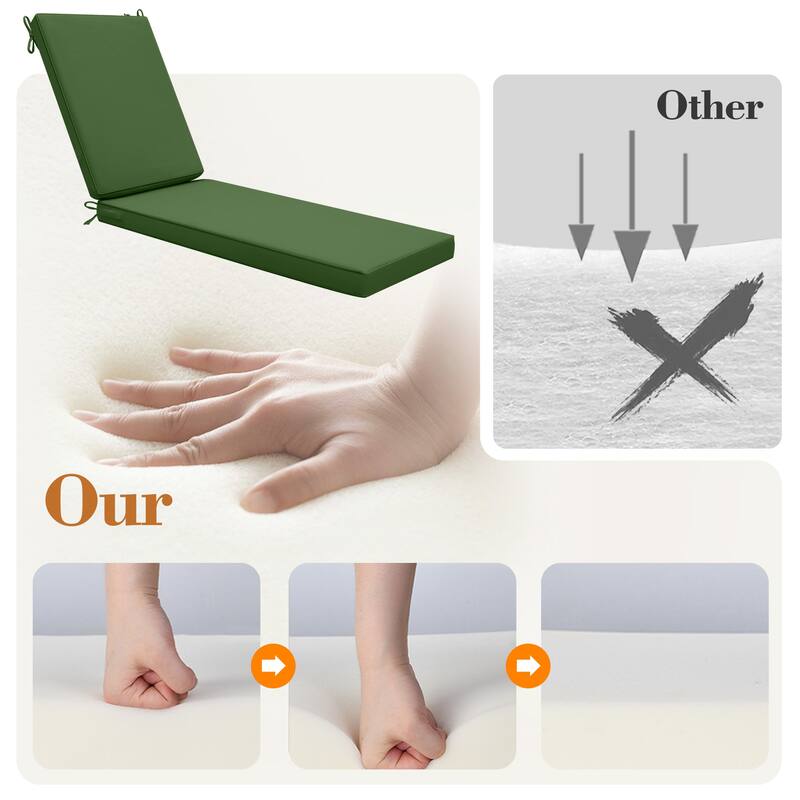 Outdoor Waterproof Chaise Lounge Cushions for Patio Furniture