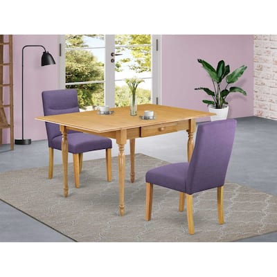 HomeStock 3-Piece Natural Brown Oak Finish Rectangular Solid Wood Top With Dropleaf Dining Table Set