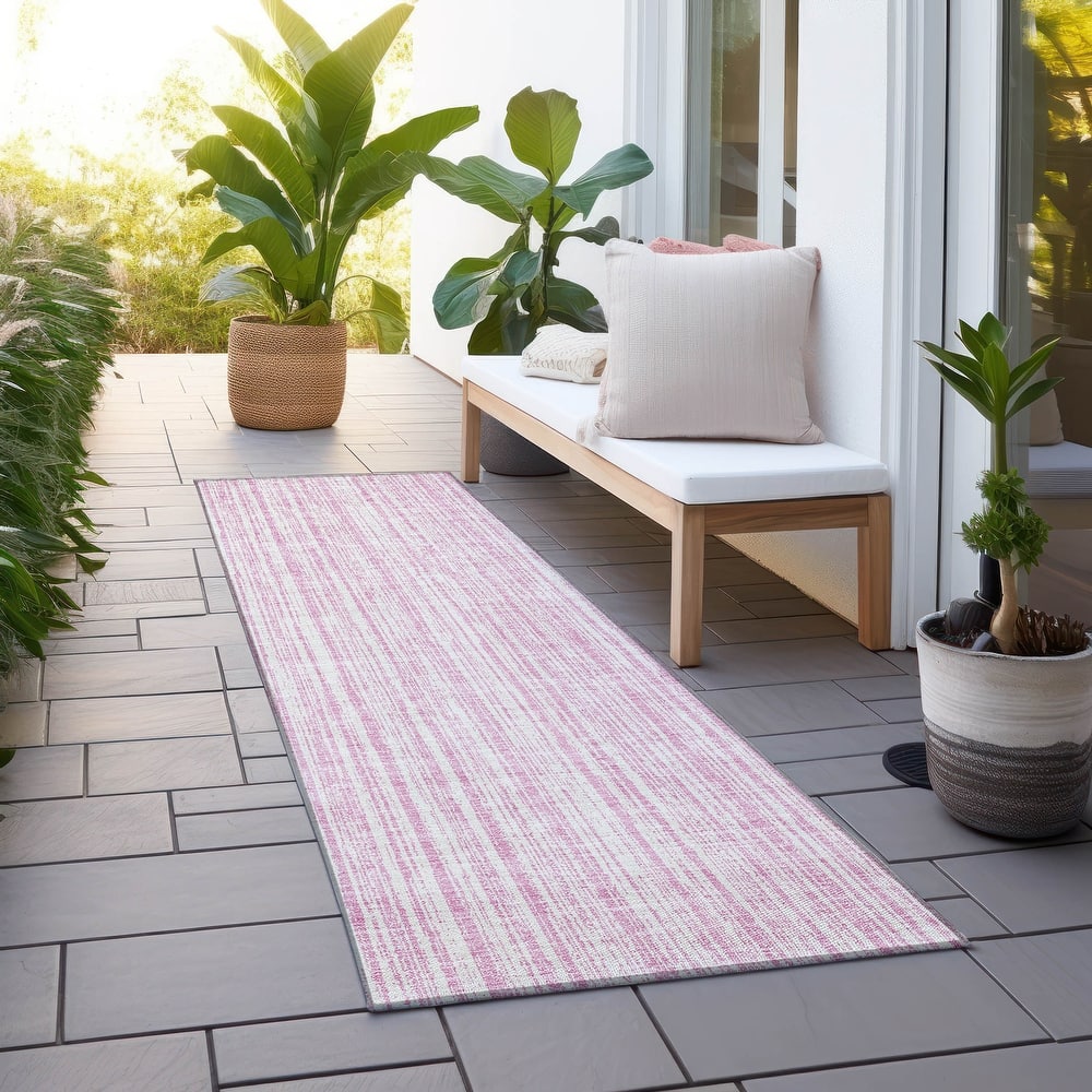 Machine Washable Indoor/ Outdoor Chantille Contemporary Striped Rug