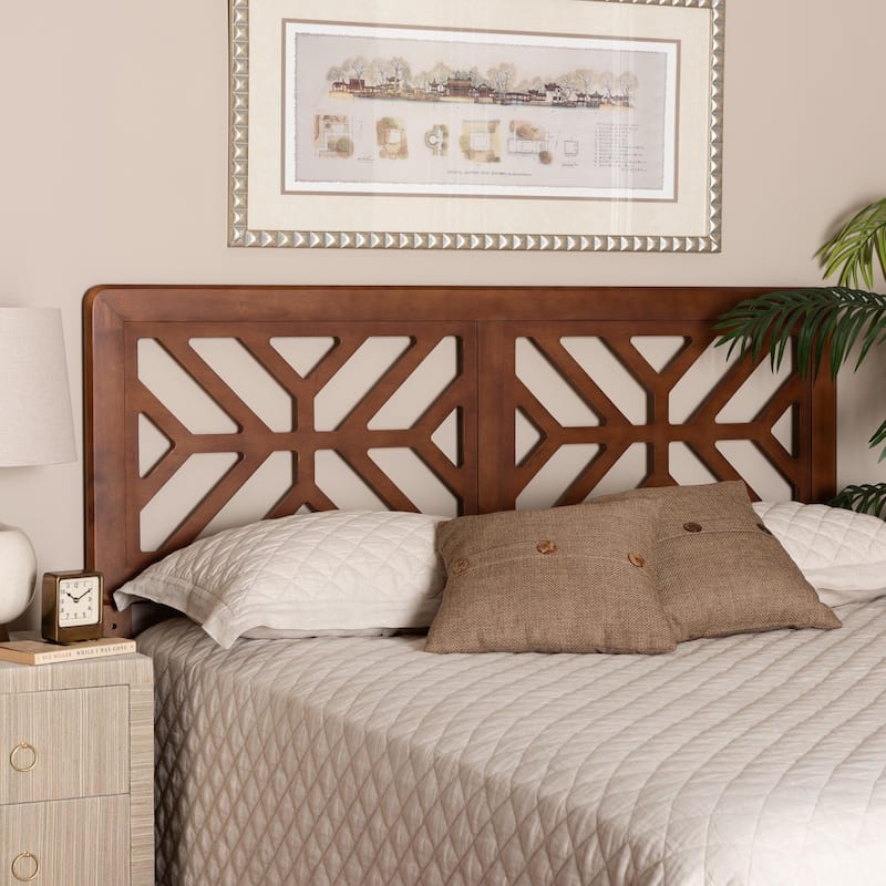 Kalare Wood Headboard with Geometric Cutout Design - Modern Decorative Panel for Bed Frame, Contemporary Bedroom Accent