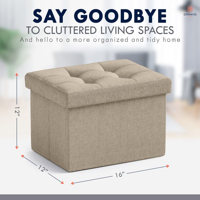 Small Foldable Rectangle Storage Ottoman