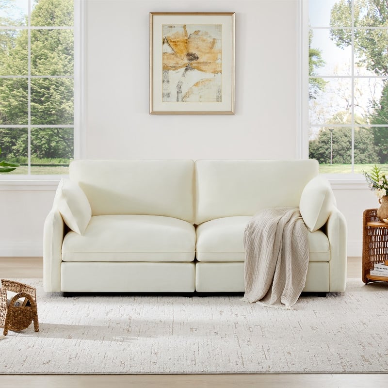 Spruce & Spring Oversized Cloud Modular Sectional Couches for Living Room - Beige-2PC