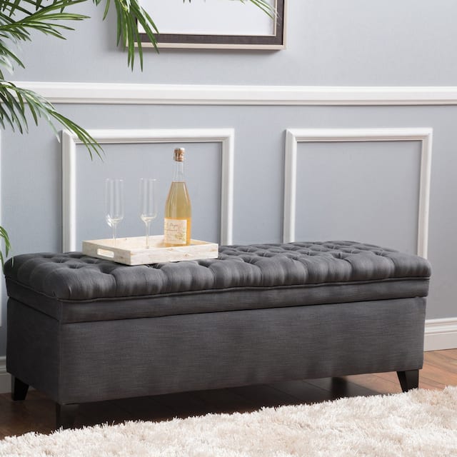 Hastings Tufted Storage Ottoman Bench by Christopher Knight Home - Grey