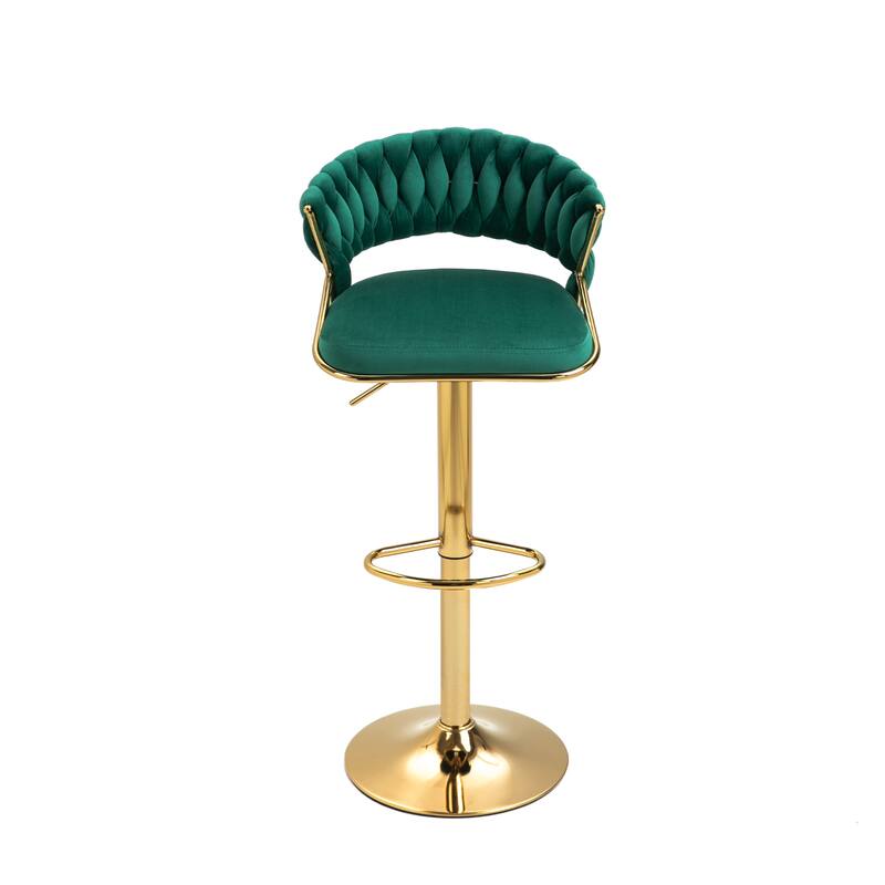 Modern Velvet Counter Bar Stools with Backs(Set of 2)