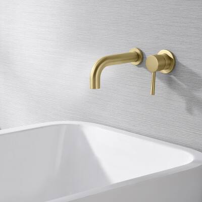 SUMERAIN Wall Mount Bathtub Faucet Tub Filler with Valve Brushed Gold