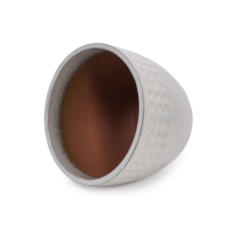 Set of 3 Ceramic Planters Diamond Pattern Plants for Succulents Herbs