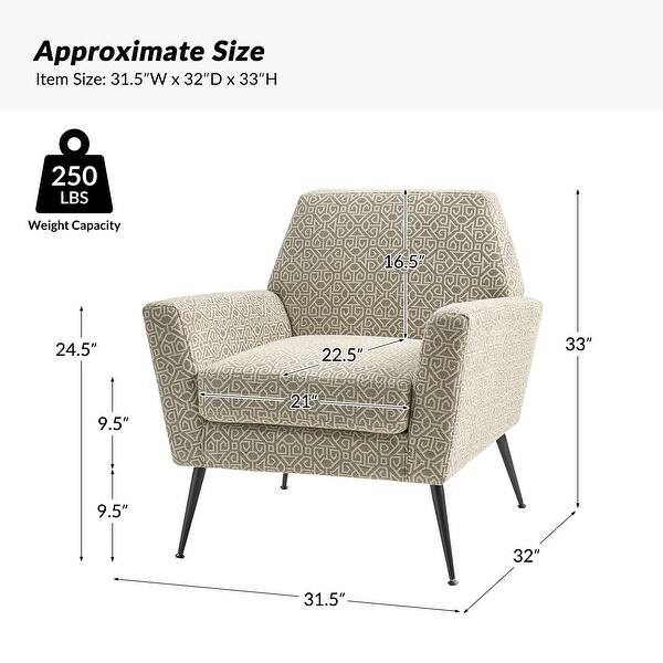 dimension image slide 2 of 3, Silas Modern Armchair with Metal Legs by HULALA HOME