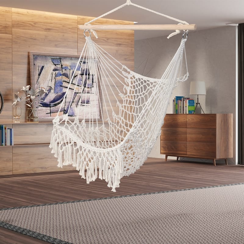 35" Cotton Hanging Rope Air/Sky Chair Swing - With Tassel