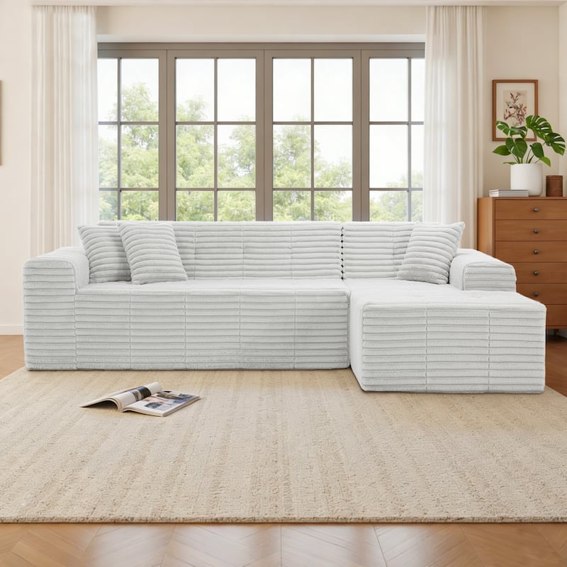 Scandinavian Corduroy Full-Foam Modular Sectional Sofa Set