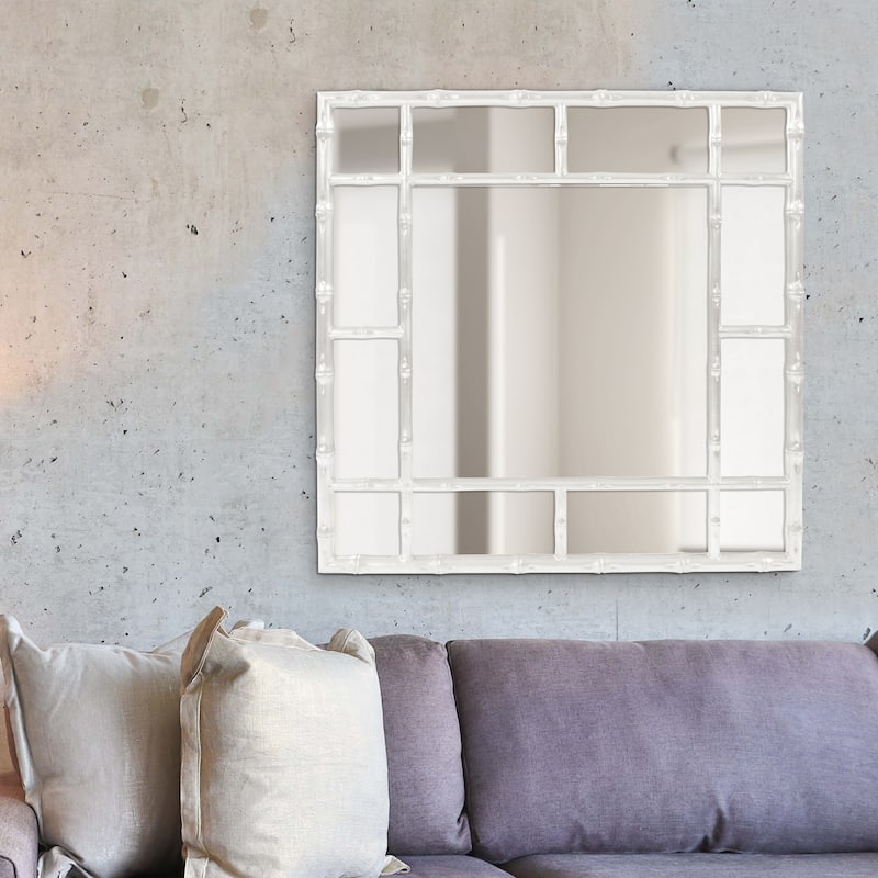 Allan Andrews Bamboo Mirror - Glossy White - 40" x 40" x 2