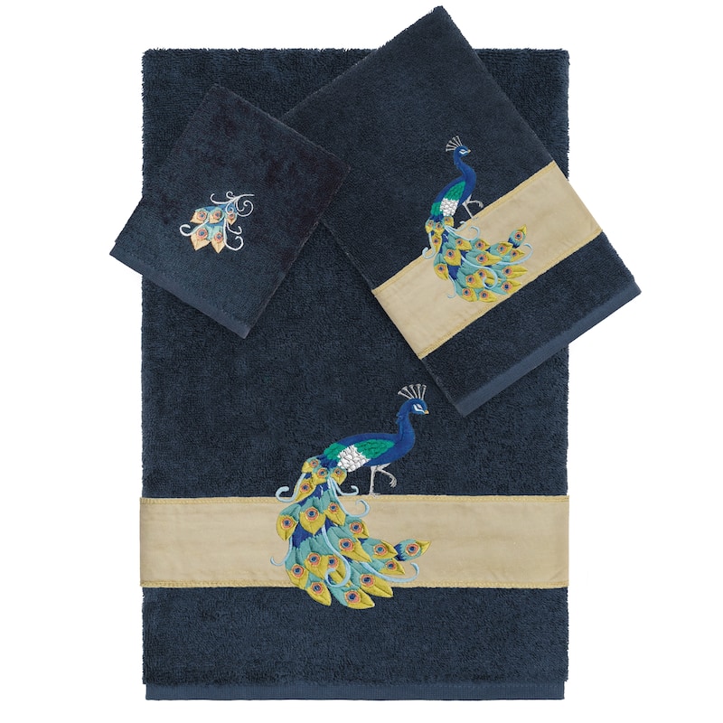 Authentic Hotel and Spa Turkish Cotton Penelope 3PC Towel Set - Navy